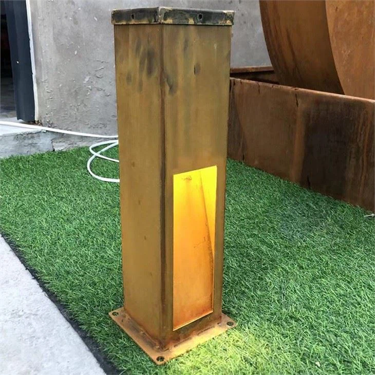 Corten Steel Light Box Bollard Light Outdoor Motion Light Box