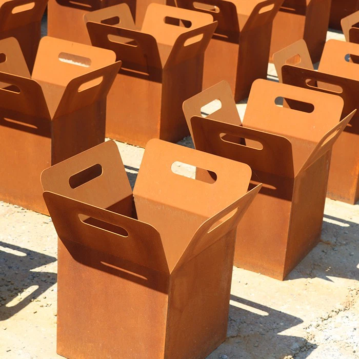 Cor-ten Steel Metal Square Round Planter Box