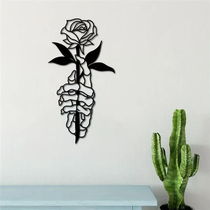 Modern Black Rose Metal Wall Art