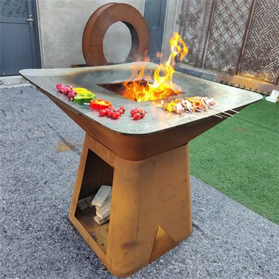 גריל פחמים עמיד מפלדת קורטן