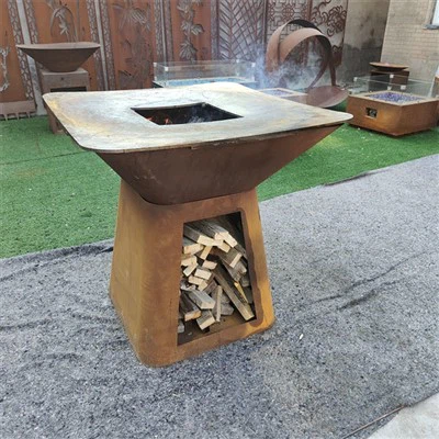 Corten Steel Suqre Shape כיריים BBQ